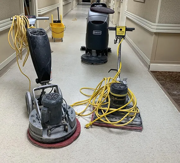 Tile and grout deep cleaning machines on a floor in Grand Rapids MI.
