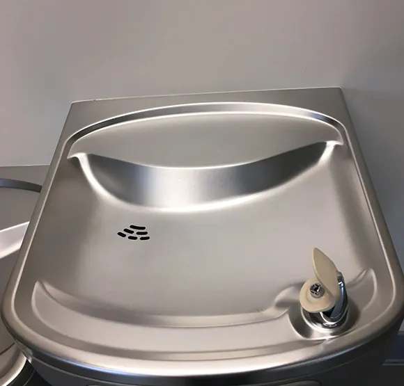 Clean drinking fountain in a commercial setting maintained by a trusted commercial cleaning company in Detroit MI.